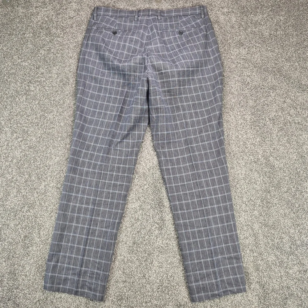 Banana Republic Linen Blend Dress Pants Mens 33x30 Gray Windowpane